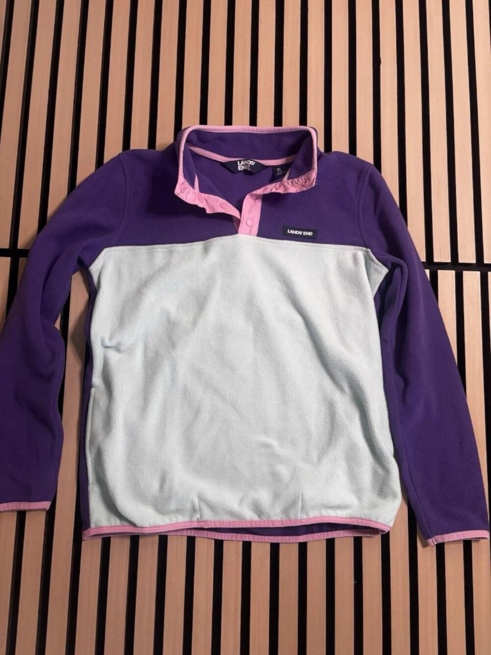 Lands' End Girls Purple Fleece Jacket XL 14-16